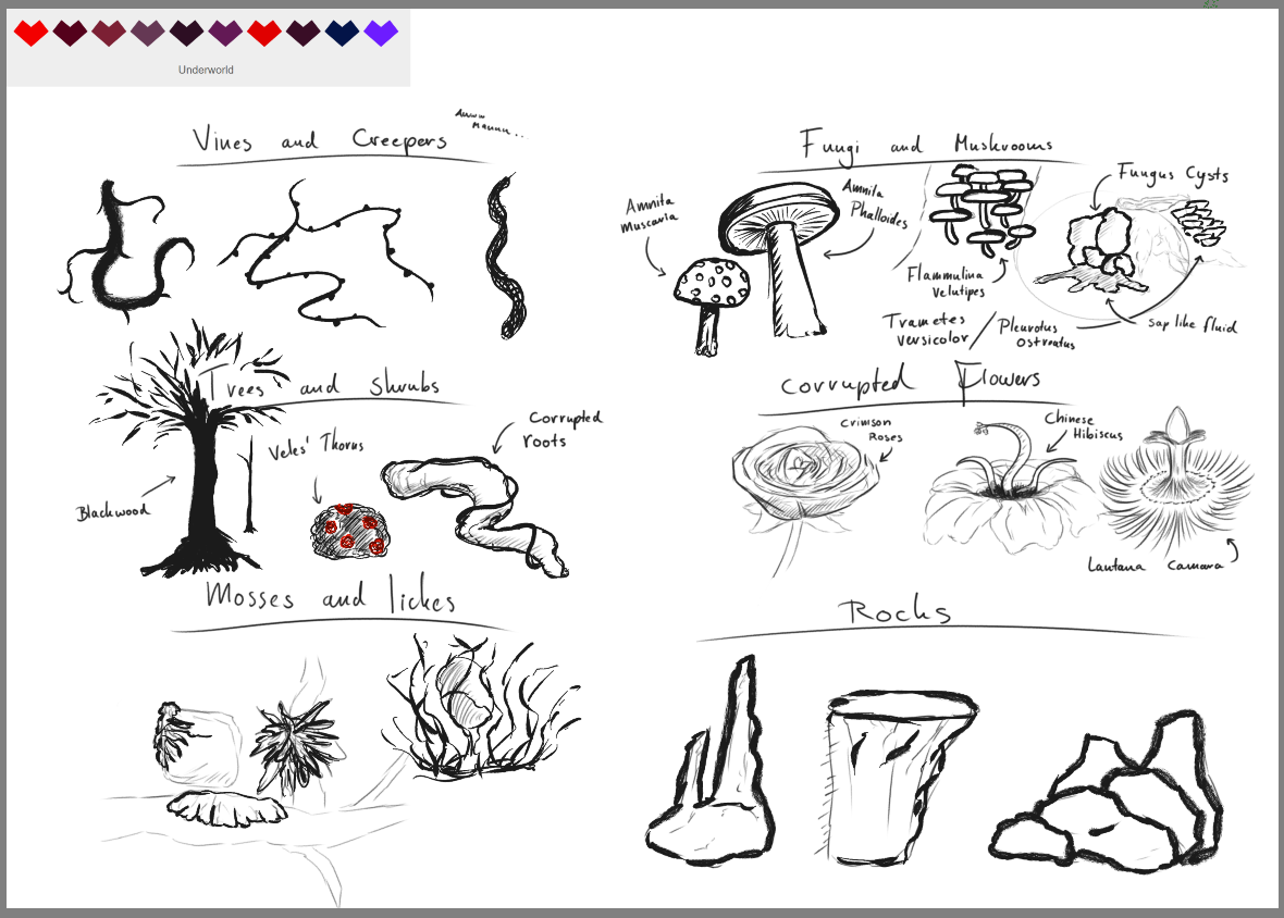 Sketches for the underworld environment