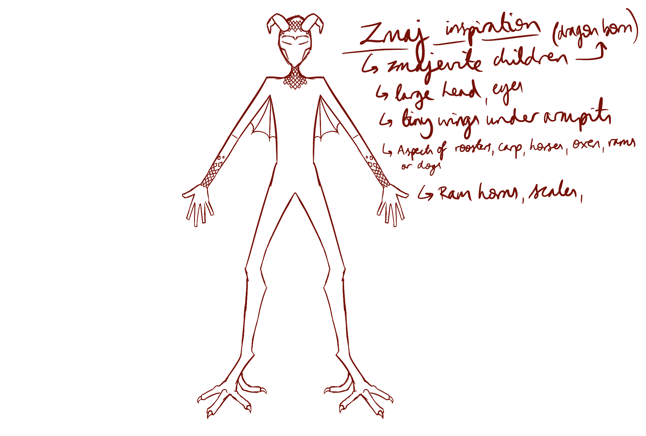 Sketches for the player character - inspiration from Zmaj